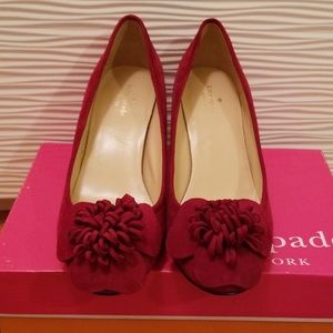 Kate spade red suede pumps shoes